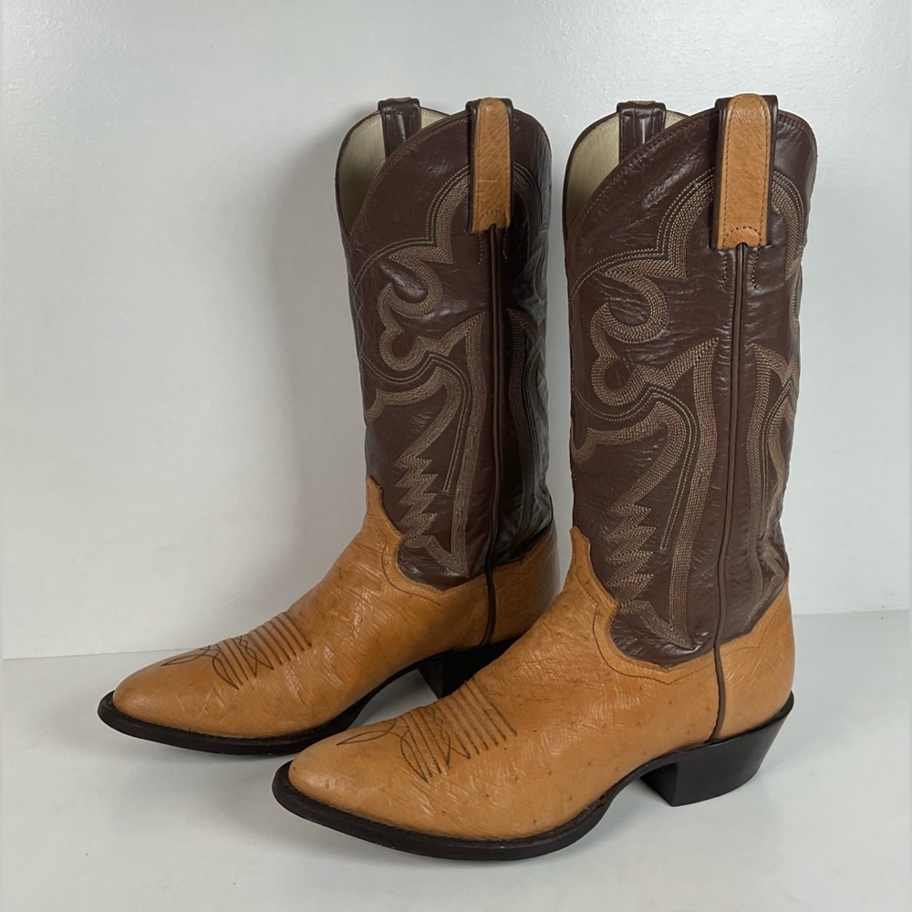 Vintage Panhandle Slim Smooth Ostrich Cowboy Boots | Exotic | Men’s 8 D